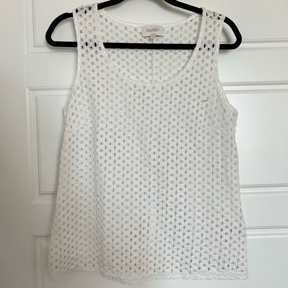 LAUNDRY by Shelli Segal Women’s White Sheer Tank Size Medium - Picture 1 of 4